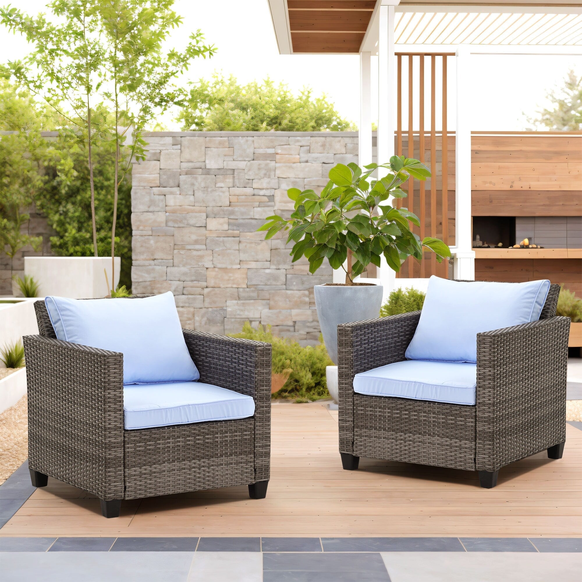 Ensemble de canapés d'extérieur Ainfox pour patio, canapé sectionnel en osier, meubles de patio, canapé en rotin