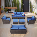 Ensemble de canapés d'extérieur Ainfox pour patio, canapé sectionnel en osier, meubles de patio, canapé en rotin