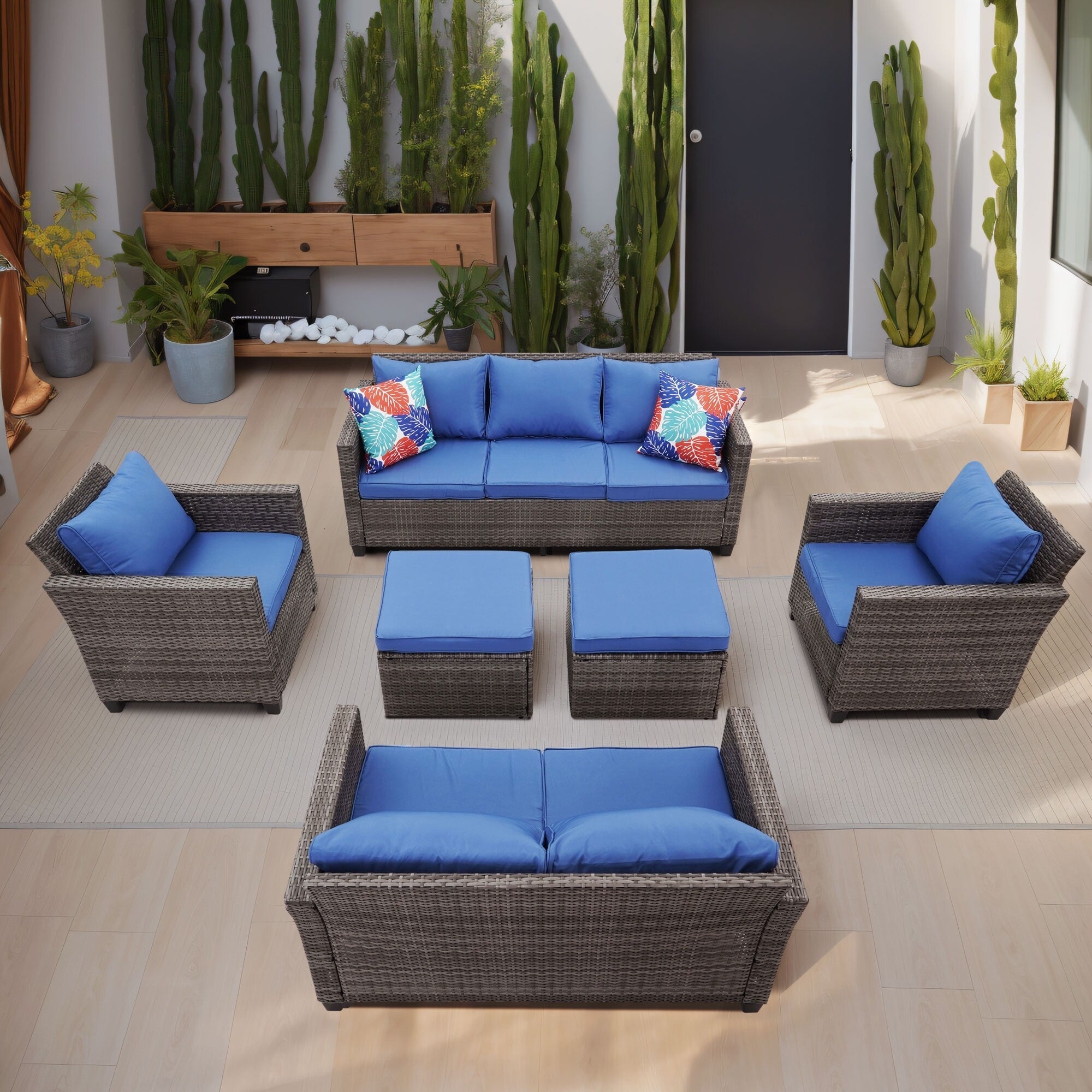 Ensemble de canapés d'extérieur Ainfox pour patio, canapé sectionnel en osier, meubles de patio, canapé en rotin