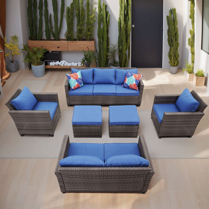 Ensemble de canapés d'extérieur Ainfox pour patio, canapé sectionnel en osier, meubles de patio, canapé en rotin