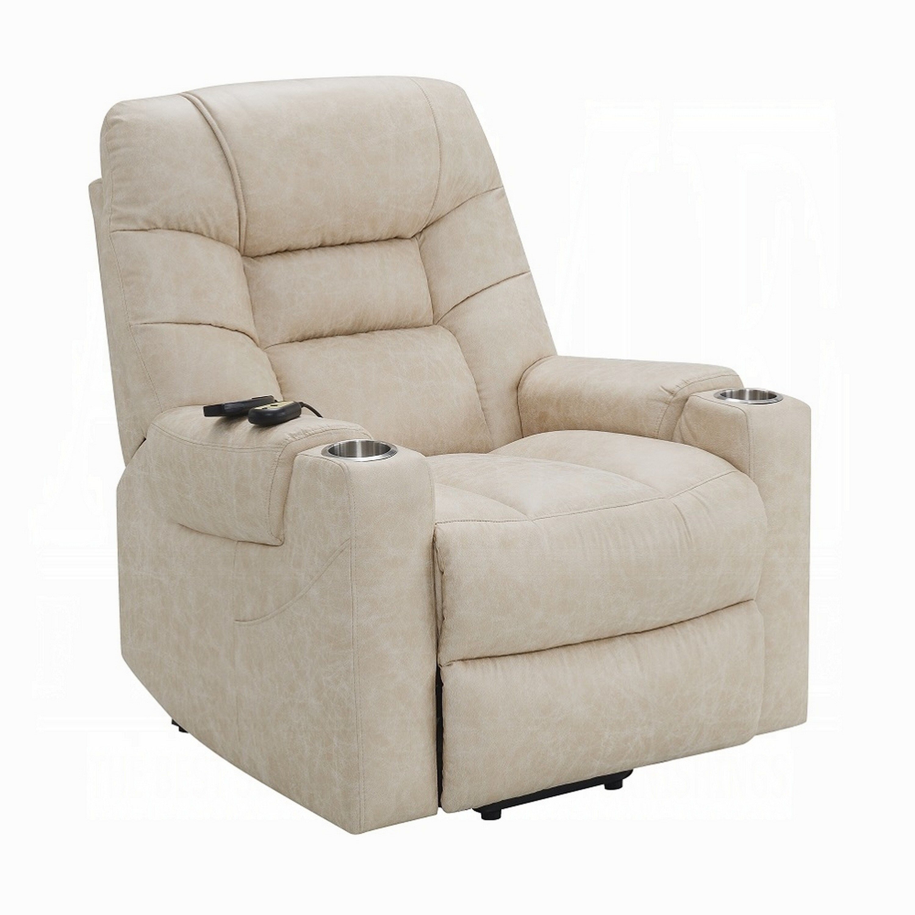 Fauteuil releveur électrique Aira avec massage chauffant, similicuir gris