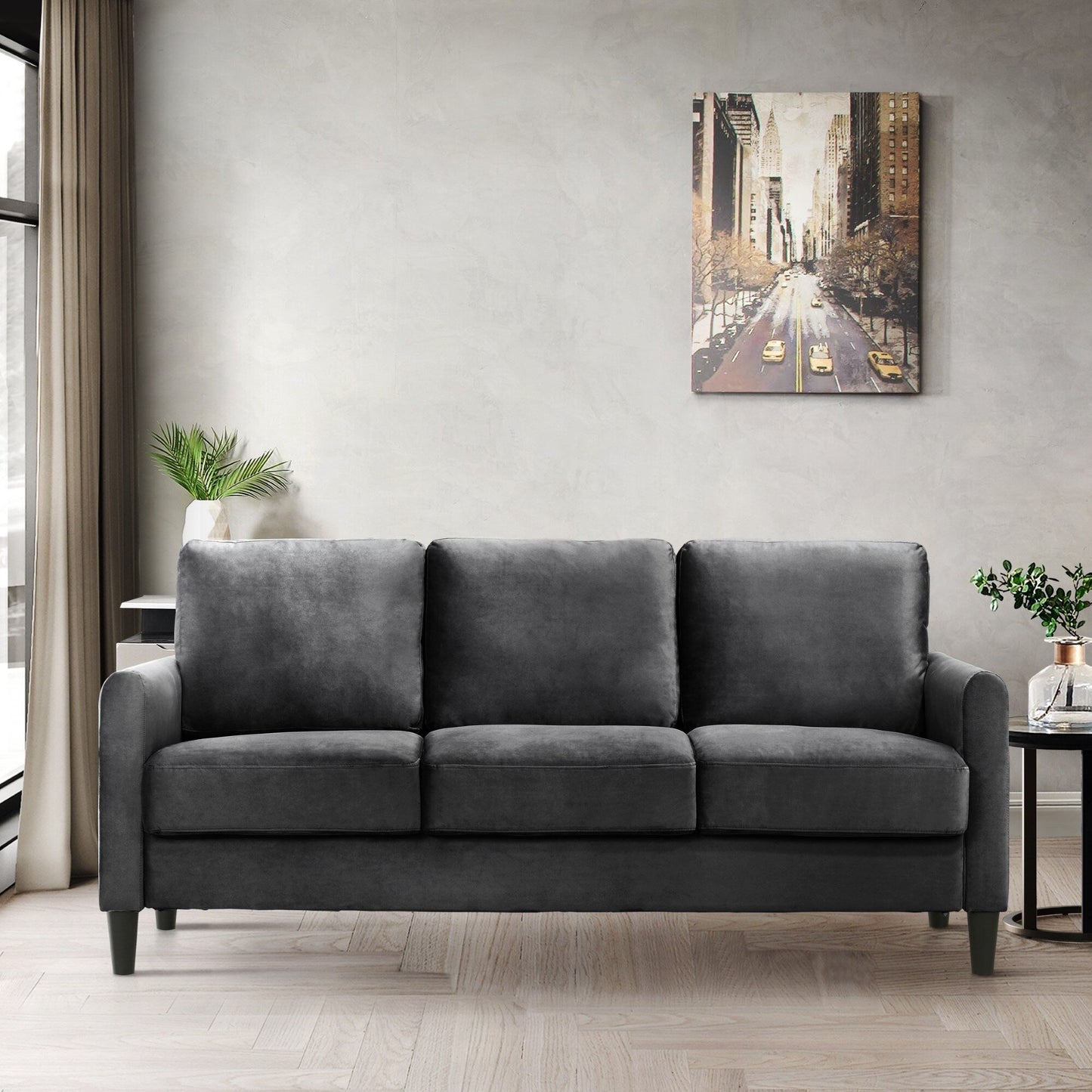 Ensemble de salon avec accoudoirs en velours Clayfell Airell