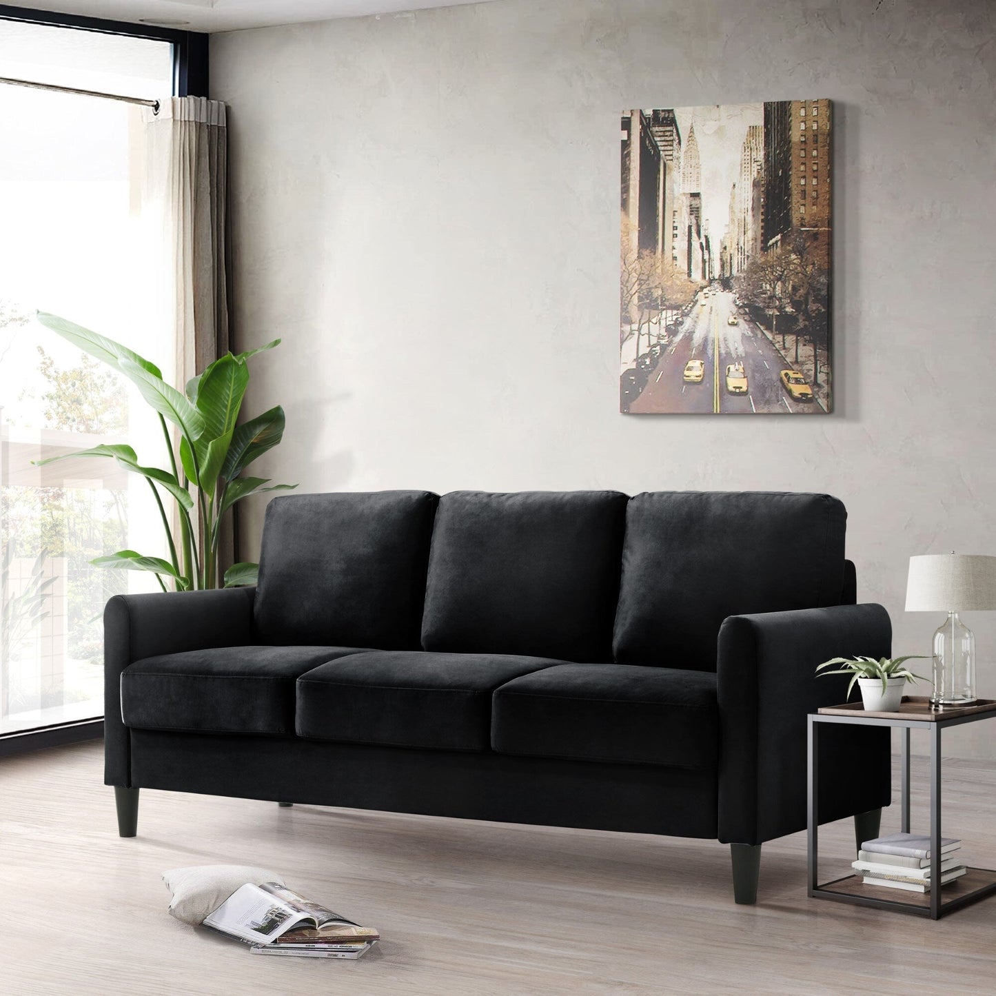 Ensemble de salon avec accoudoirs en velours Clayfell Airell