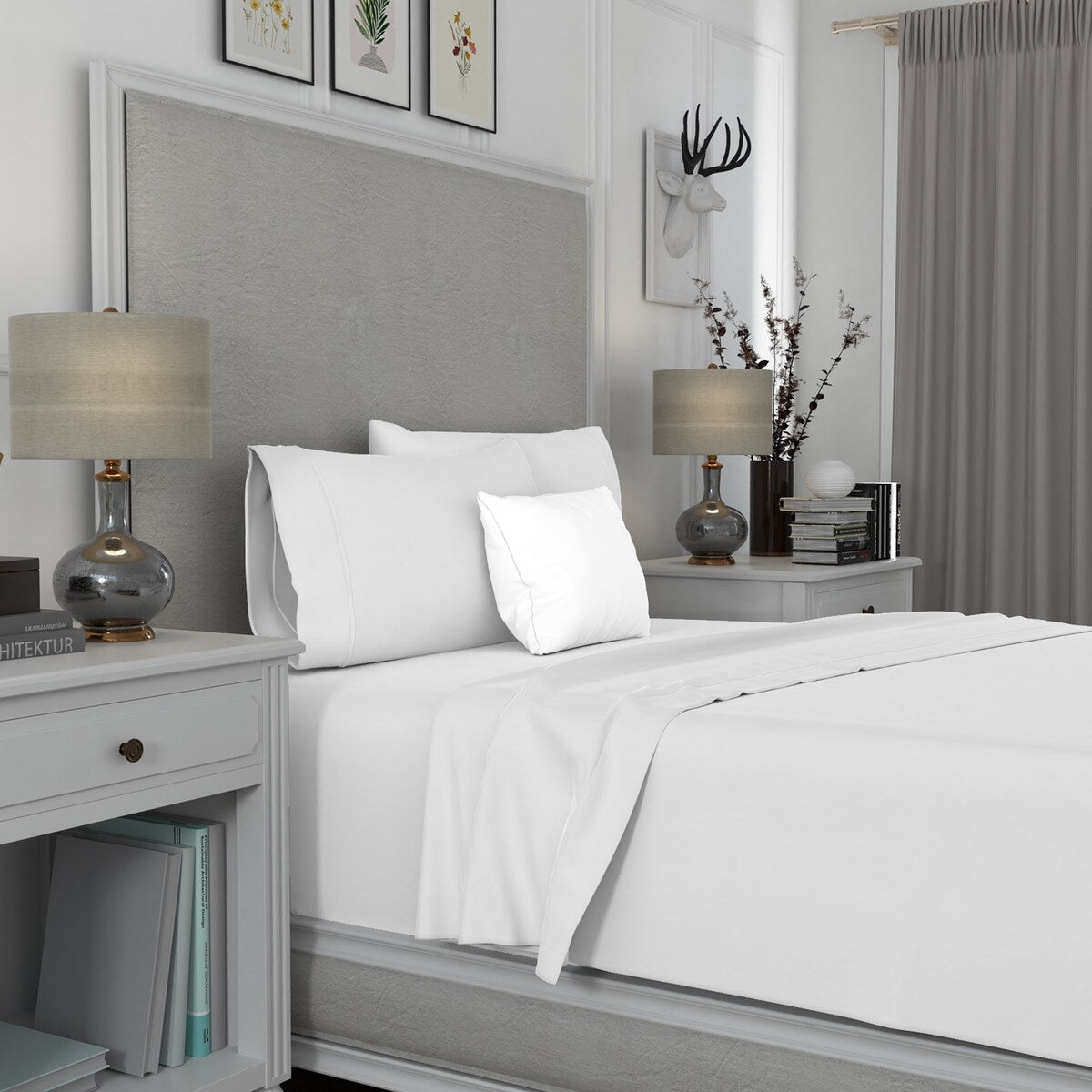 Parure de draps Aireolux en satin de coton infroissable 600 fils
