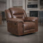 Fauteuil inclinable à bascule manuel Aky, similicuir lisse marron chocolat