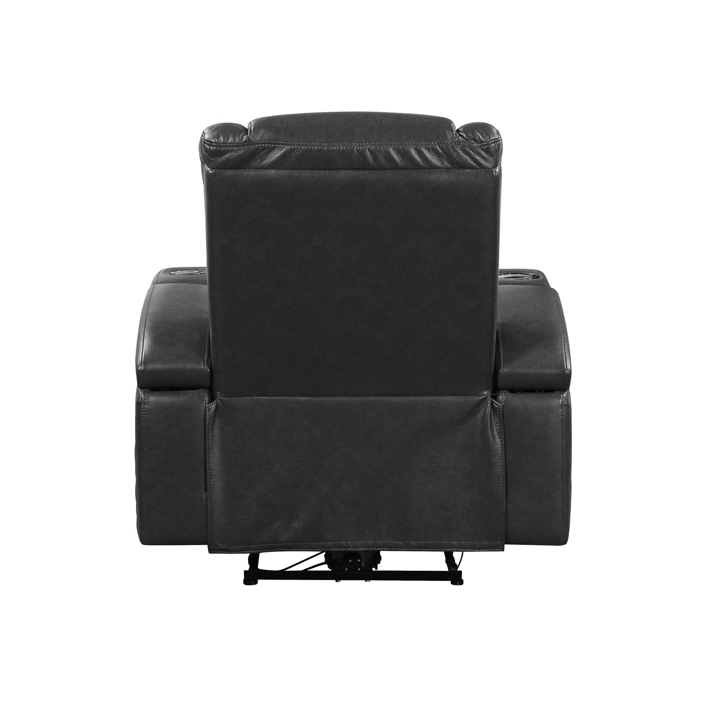 Fauteuil inclinable électrique Alair en cuir gris foncé avec Bluetooth, chargeur sans fil et porte-gobelet