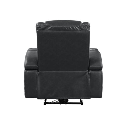 Fauteuil inclinable électrique Alair en cuir gris foncé avec Bluetooth, chargeur sans fil et porte-gobelet