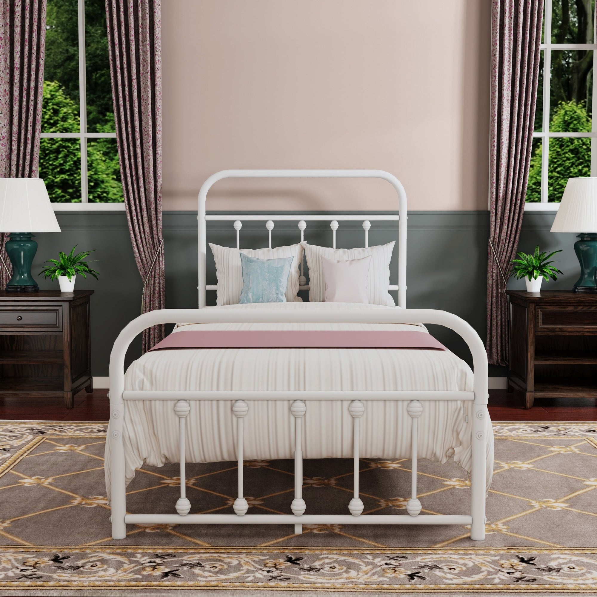 Alazyhome Simple Vintage Metal Platform Bed Frame, Easy-Assembly