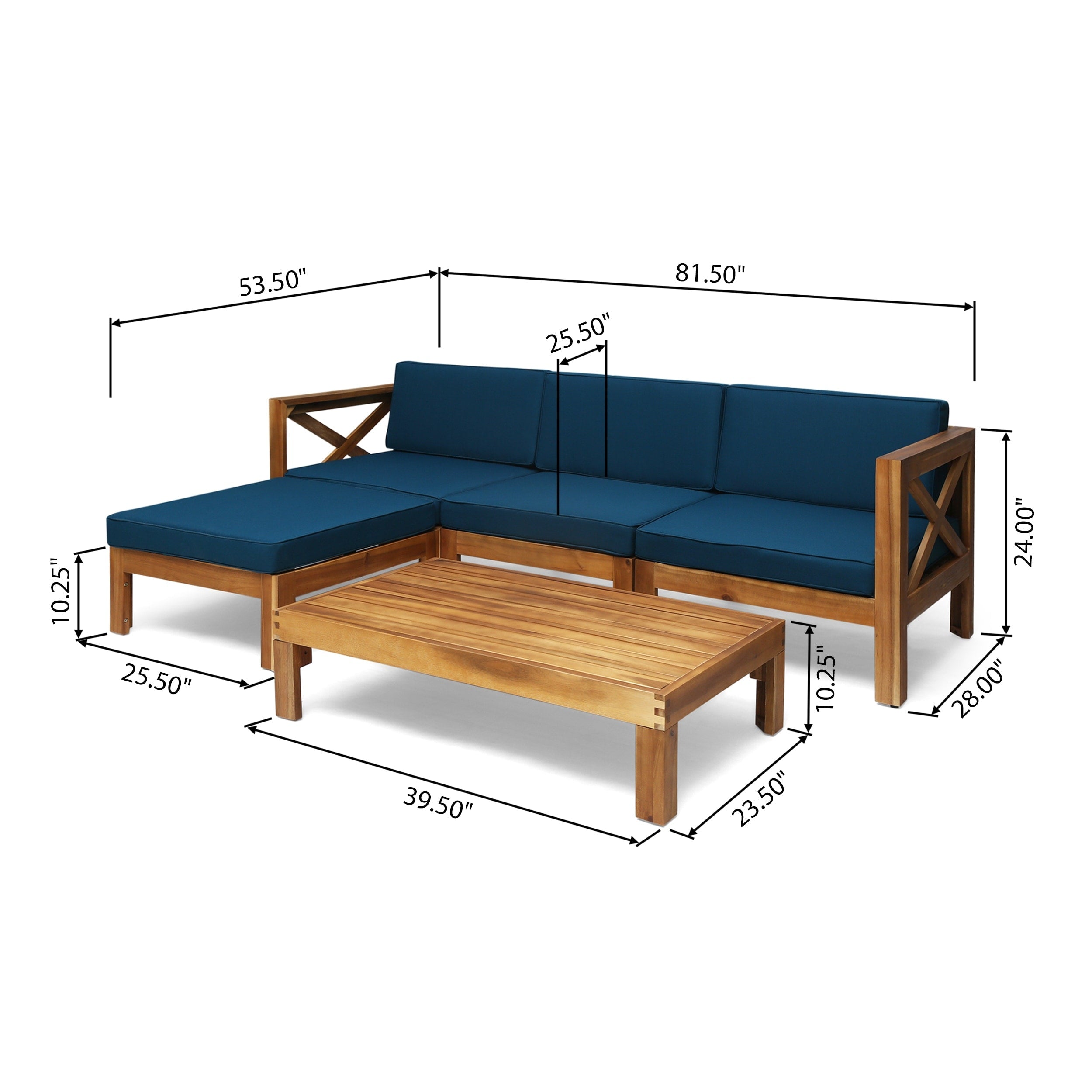 Ensemble de canapés d'extérieur Alcove en bois d'acacia 5 pièces par Christopher Knight Home