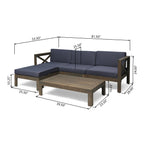 Ensemble de canapés d'extérieur Alcove en bois d'acacia 5 pièces par Christopher Knight Home