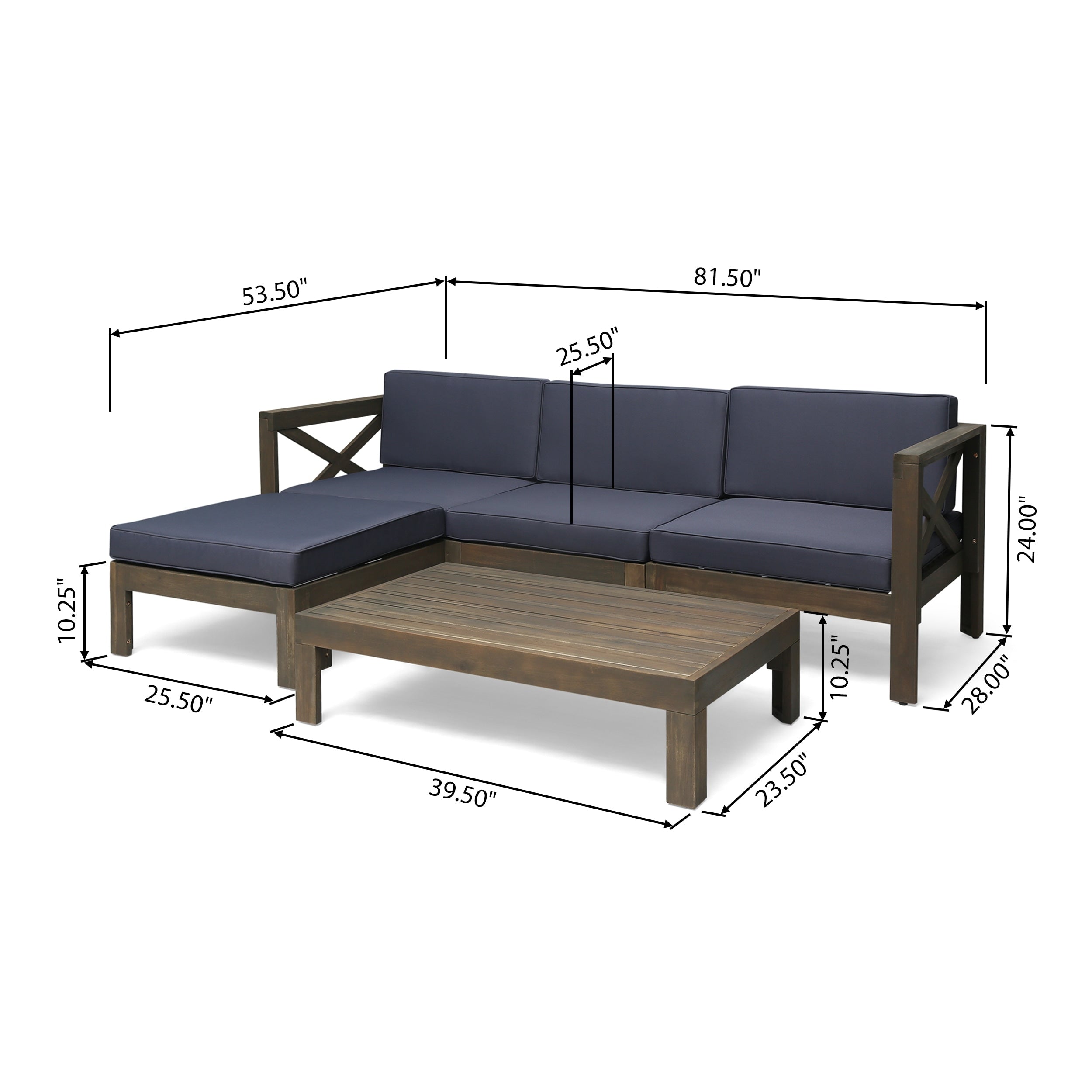 Ensemble de canapés d'extérieur Alcove en bois d'acacia 5 pièces par Christopher Knight Home
