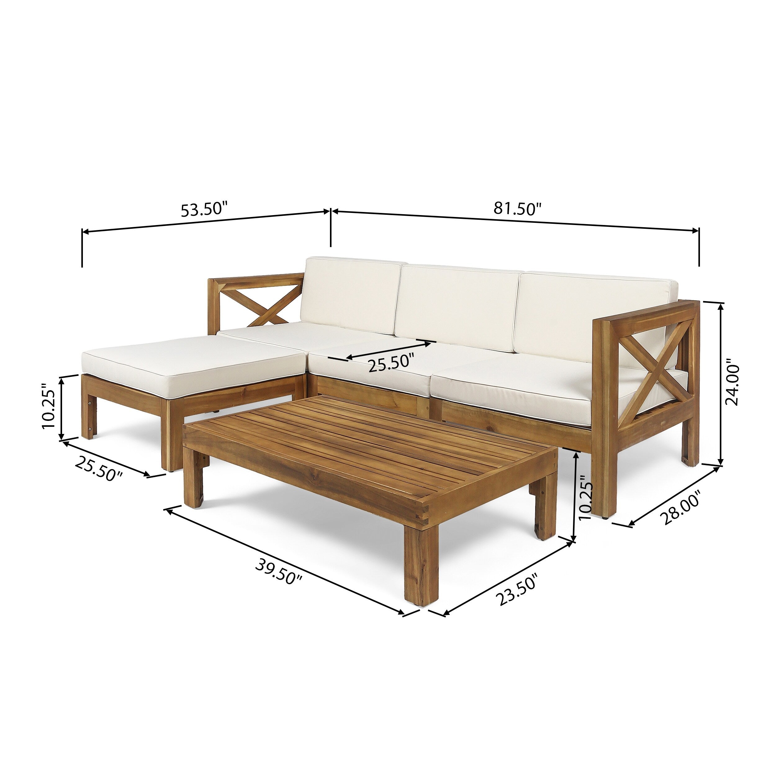 Ensemble de canapés d'extérieur Alcove en bois d'acacia 5 pièces par Christopher Knight Home