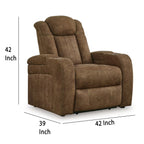 Fauteuil inclinable électrique Alexy, porte-gobelet, port USB, similicuir marron