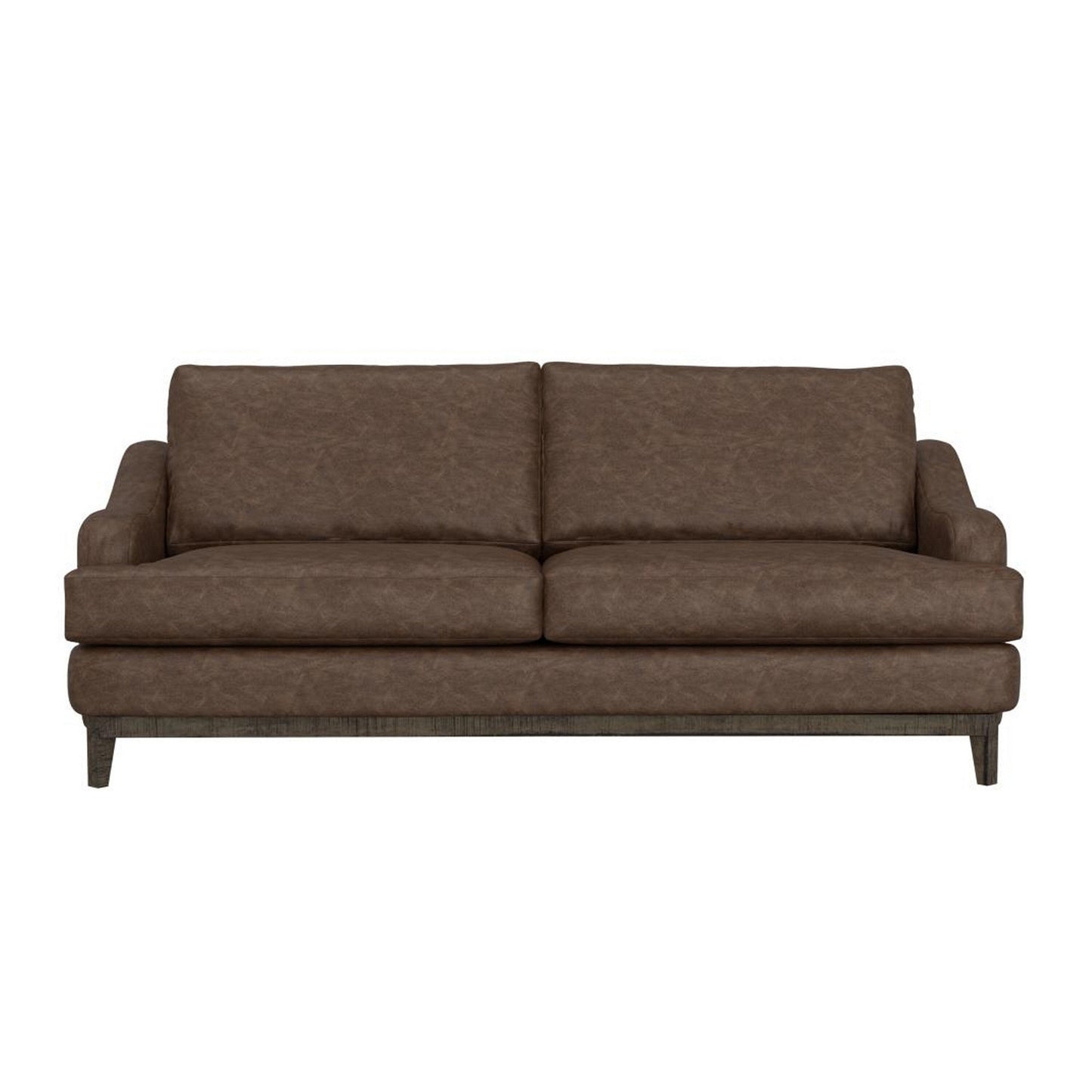 Canapé Alfi, 85 pouces, 2 coussins décoratifs, similicuir marron foncé moderne