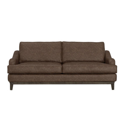 Canapé Alfi, 85 pouces, 2 coussins décoratifs, similicuir marron foncé moderne