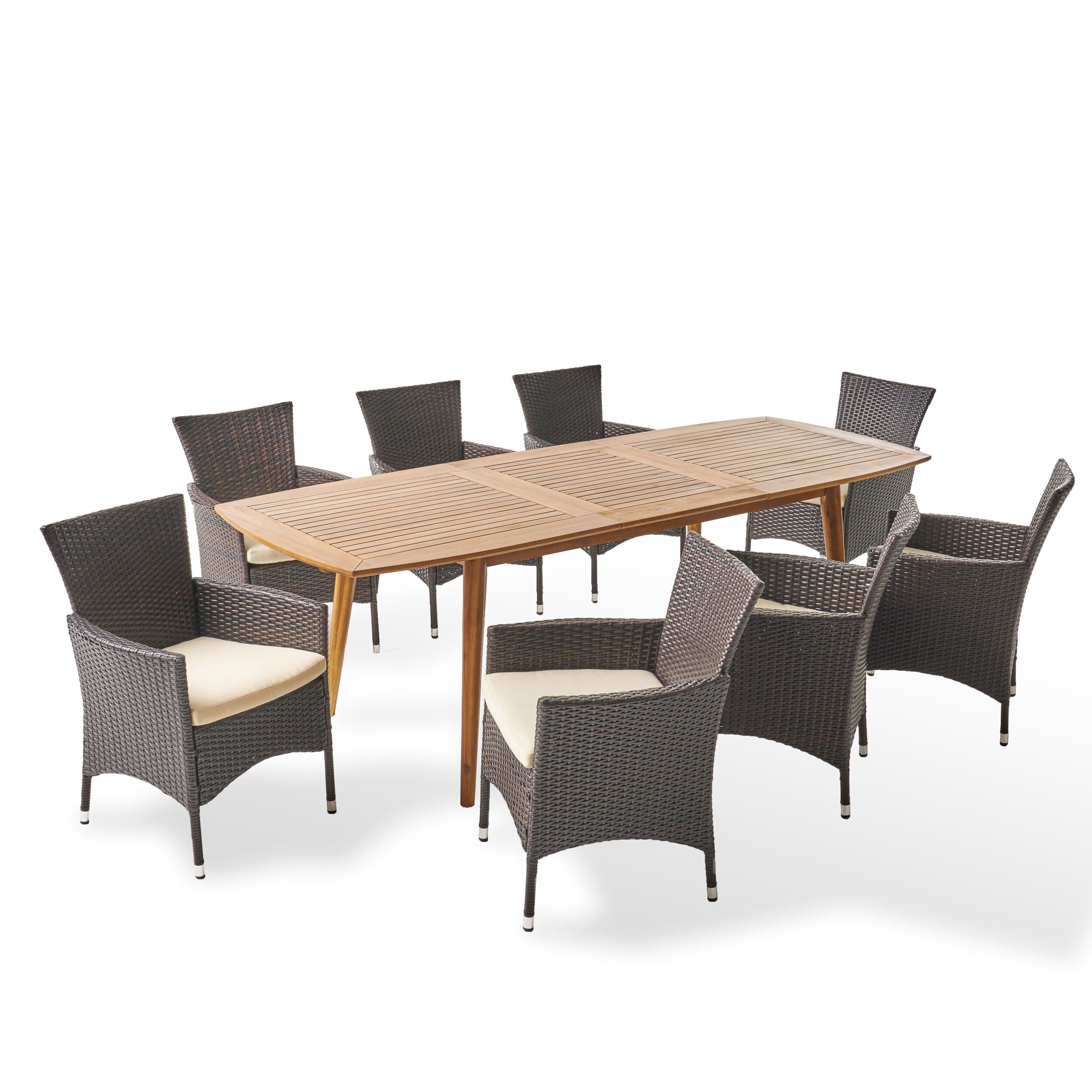 Ensemble de salle à manger d'extérieur 9 pièces en bois et osier Algoma par Christopher Knight Home