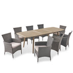 Ensemble de salle à manger d'extérieur 9 pièces en bois et osier Algoma par Christopher Knight Home