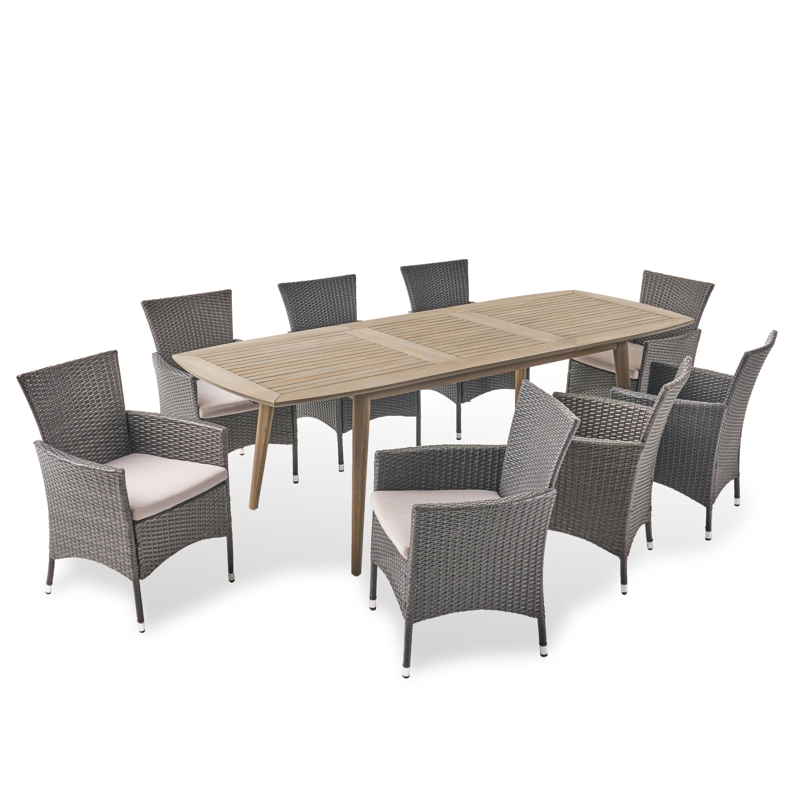 Ensemble de salle à manger d'extérieur 9 pièces en bois et osier Algoma par Christopher Knight Home