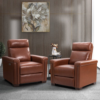 Fauteuil inclinable électrique classique contemporain Alicia 34,65 po en cuir véritable avec port USB (lot de 2)
