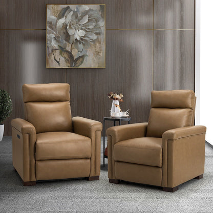 Fauteuil inclinable électrique classique contemporain Alicia 34,65 po en cuir véritable avec port USB (lot de 2)