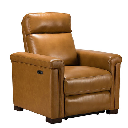 Fauteuil inclinable électrique classique contemporain Alicia 34,65 po en cuir véritable avec port USB (lot de 2)