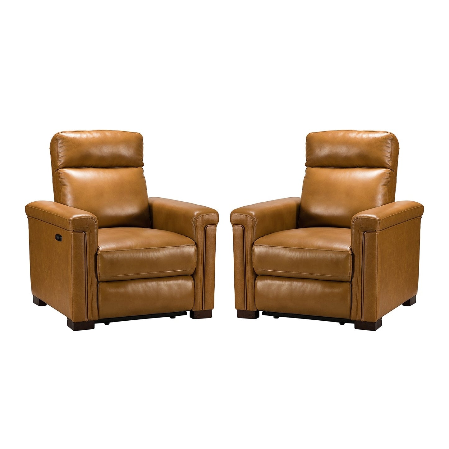 Fauteuil inclinable électrique classique contemporain Alicia 34,65 po en cuir véritable avec port USB (lot de 2)