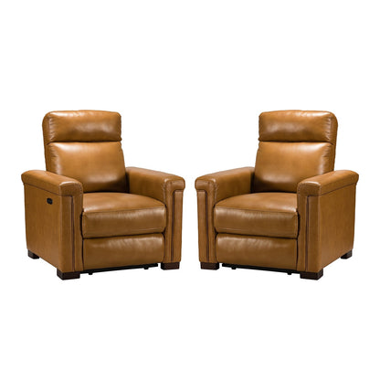 Fauteuil inclinable électrique classique contemporain Alicia 34,65 po en cuir véritable avec port USB (lot de 2)