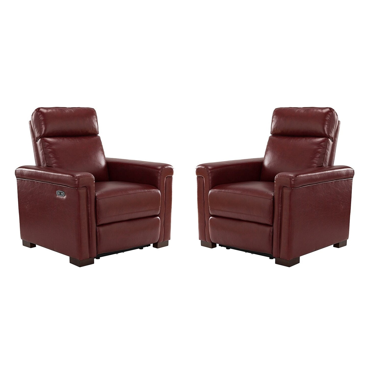 Fauteuil inclinable électrique classique contemporain Alicia 34,65 po en cuir véritable avec port USB (lot de 2)