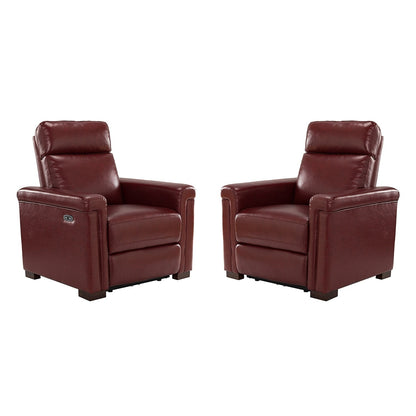 Fauteuil inclinable électrique classique contemporain Alicia 34,65 po en cuir véritable avec port USB (lot de 2)