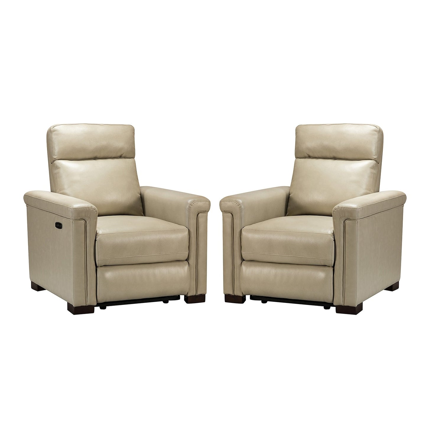 Fauteuil inclinable électrique classique contemporain Alicia 34,65 po en cuir véritable avec port USB (lot de 2)