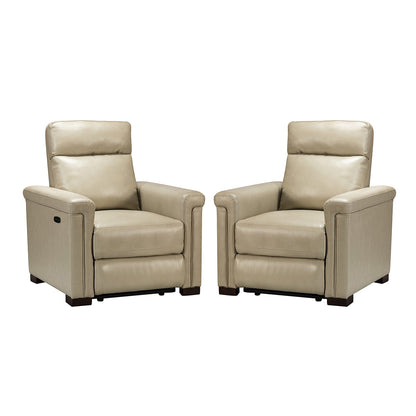 Fauteuil inclinable électrique classique contemporain Alicia 34,65 po en cuir véritable avec port USB (lot de 2)