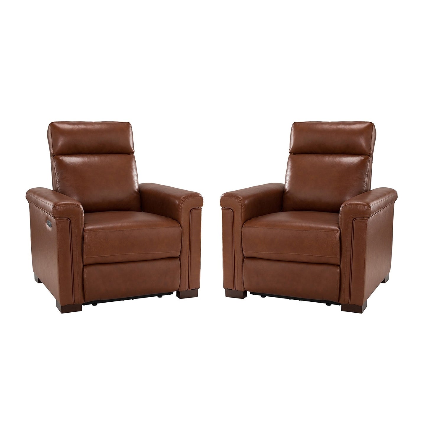Fauteuil inclinable électrique classique contemporain Alicia 34,65 po en cuir véritable avec port USB (lot de 2)