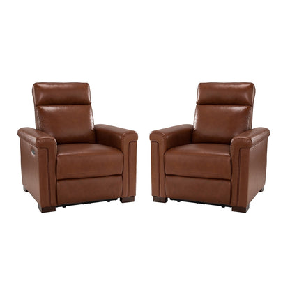 Fauteuil inclinable électrique classique contemporain Alicia 34,65 po en cuir véritable avec port USB (lot de 2)