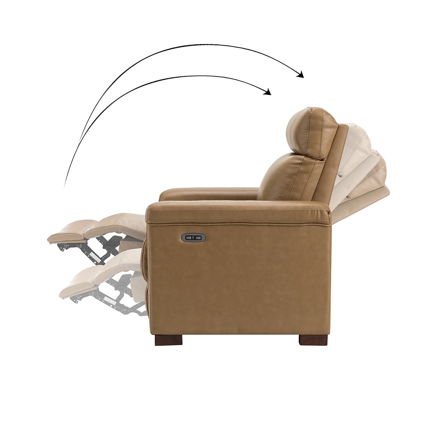Fauteuil inclinable électrique classique contemporain Alicia 34,65 po en cuir véritable avec port USB (lot de 2)