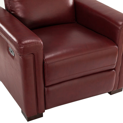 Fauteuil inclinable électrique classique contemporain Alicia 34,65 po en cuir véritable avec port USB (lot de 2)