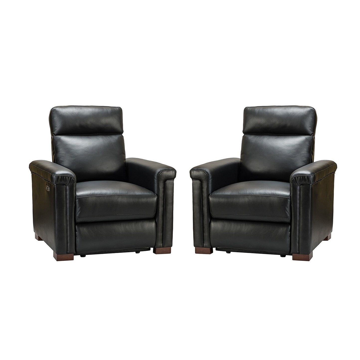 Fauteuil inclinable électrique classique contemporain Alicia 34,65 po en cuir véritable avec port USB (lot de 2)