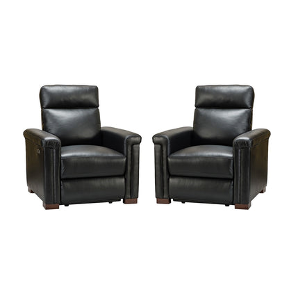 Fauteuil inclinable électrique classique contemporain Alicia 34,65 po en cuir véritable avec port USB (lot de 2)