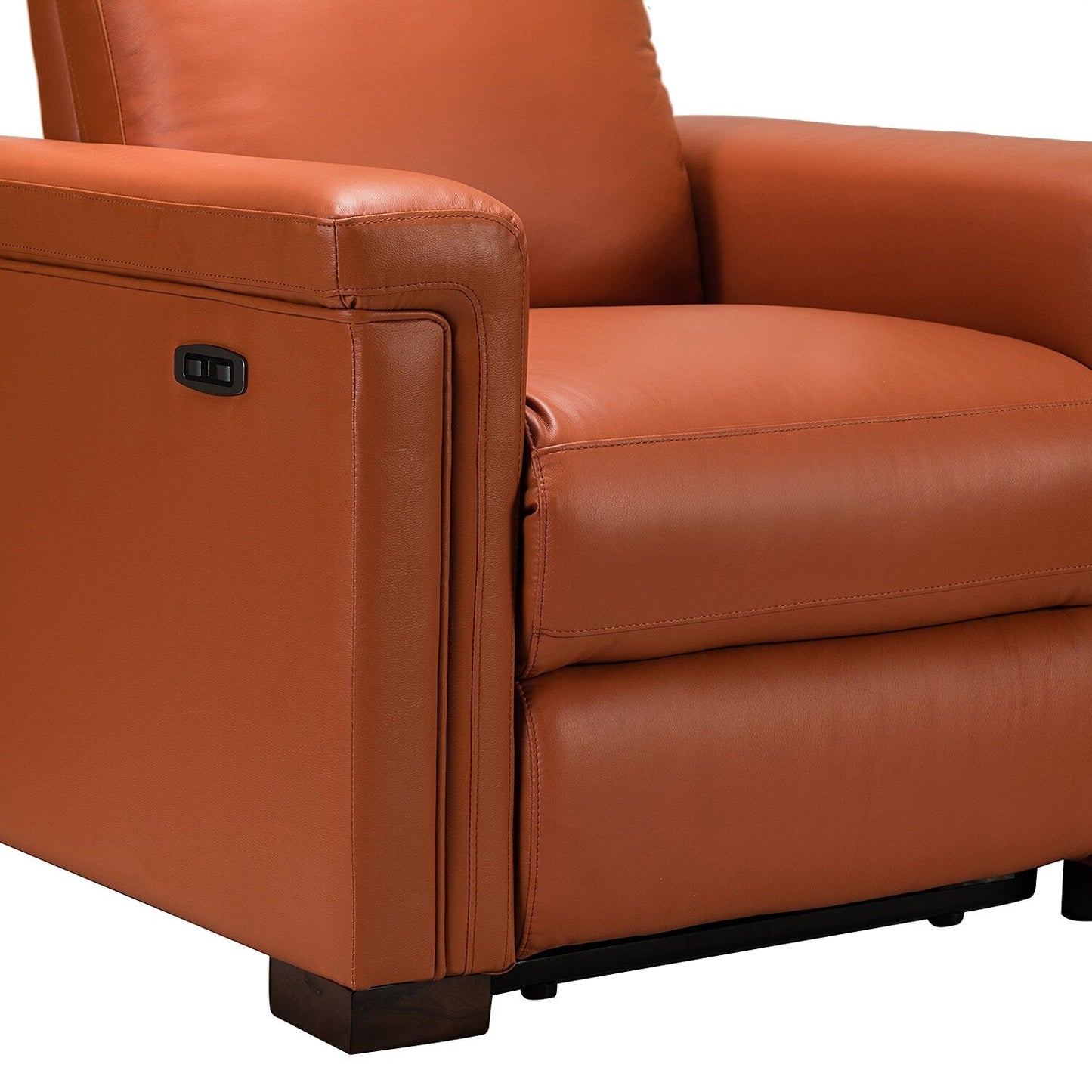 Fauteuil inclinable électrique classique contemporain Alicia 34,65 po en cuir véritable avec port USB (lot de 2)