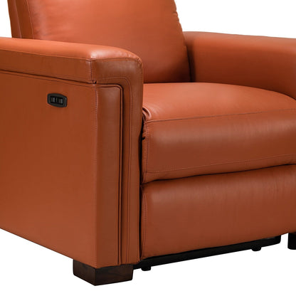 Fauteuil inclinable électrique classique contemporain Alicia 34,65 po en cuir véritable avec port USB (lot de 2)