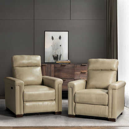 Fauteuil inclinable électrique classique contemporain Alicia 34,65 po en cuir véritable avec port USB (lot de 2)
