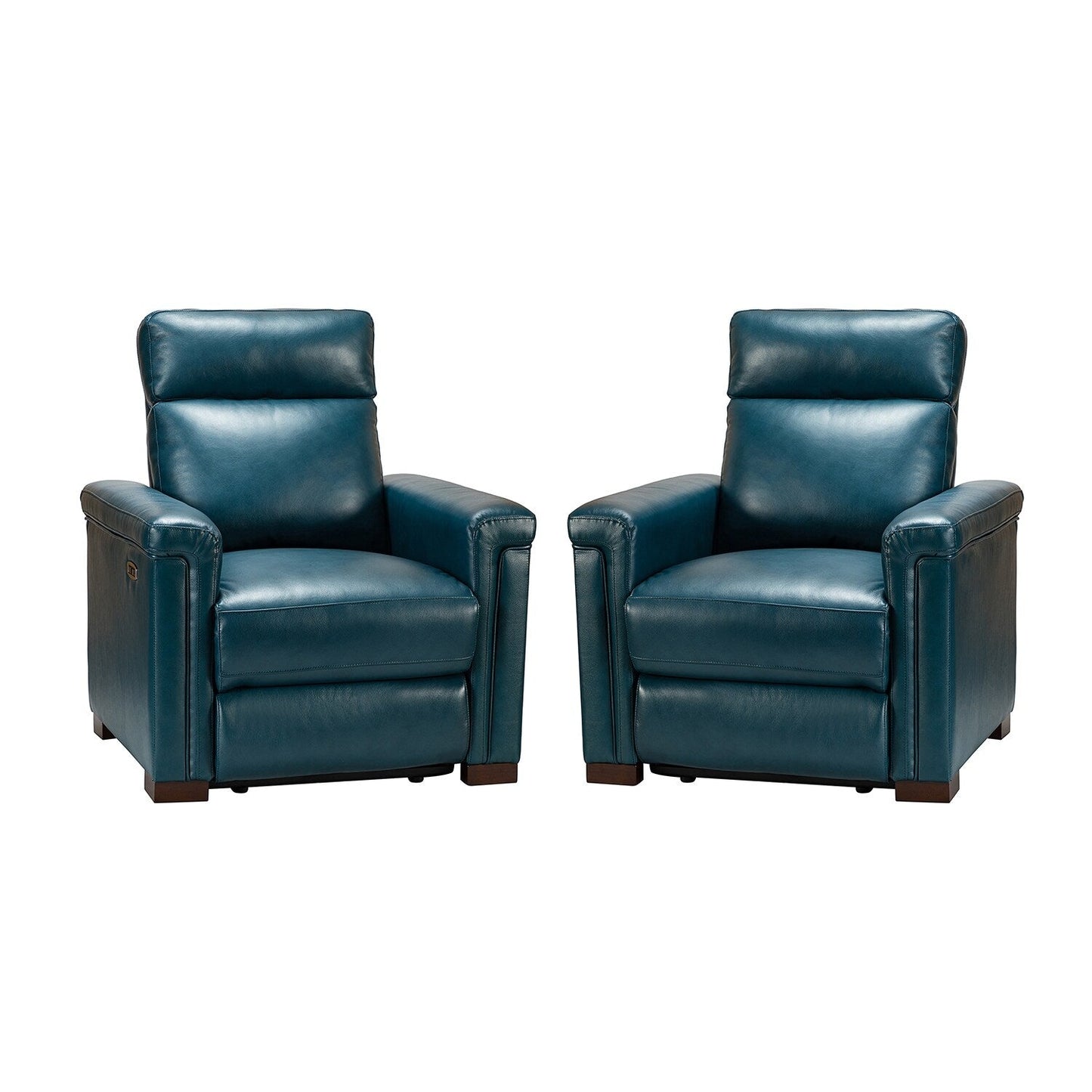 Fauteuil inclinable électrique classique contemporain Alicia 34,65 po en cuir véritable avec port USB (lot de 2)