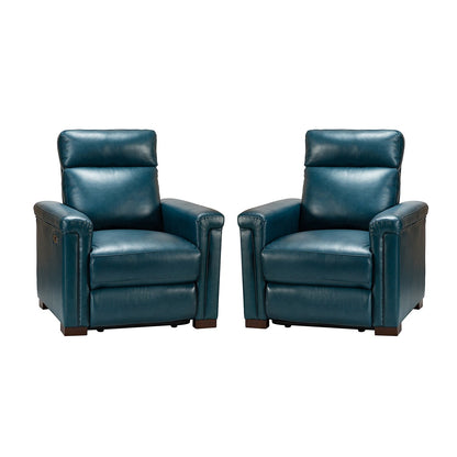 Fauteuil inclinable électrique classique contemporain Alicia 34,65 po en cuir véritable avec port USB (lot de 2)