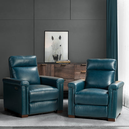 Fauteuil inclinable électrique classique contemporain Alicia 34,65 po en cuir véritable avec port USB (lot de 2)