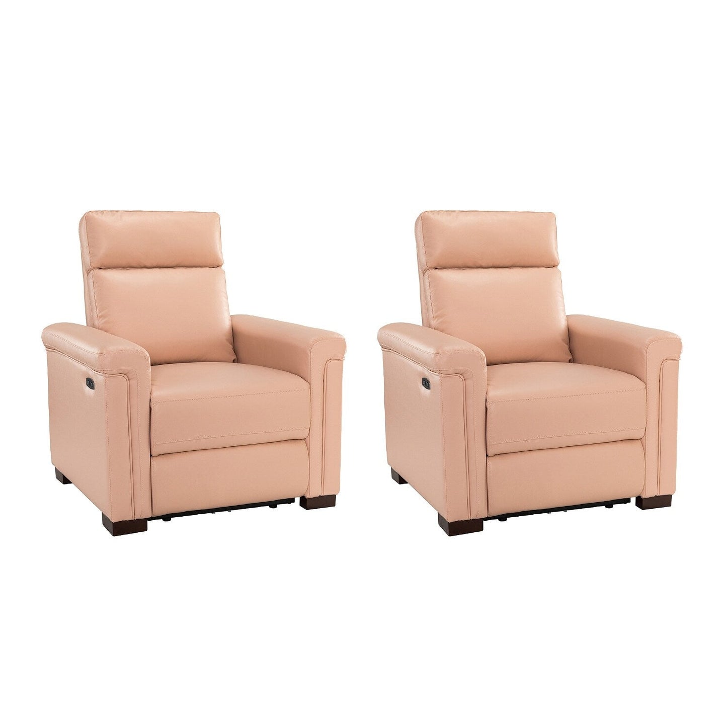 Fauteuil inclinable électrique classique contemporain Alicia 34,65 po en cuir véritable avec port USB (lot de 2)