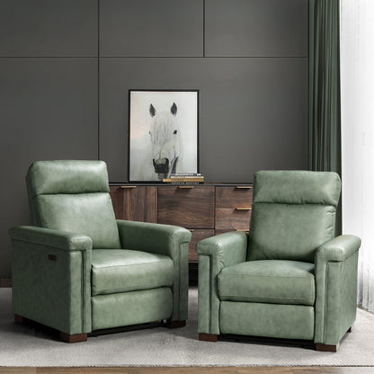 Fauteuil inclinable électrique classique contemporain Alicia 34,65 po en cuir véritable avec port USB (lot de 2)