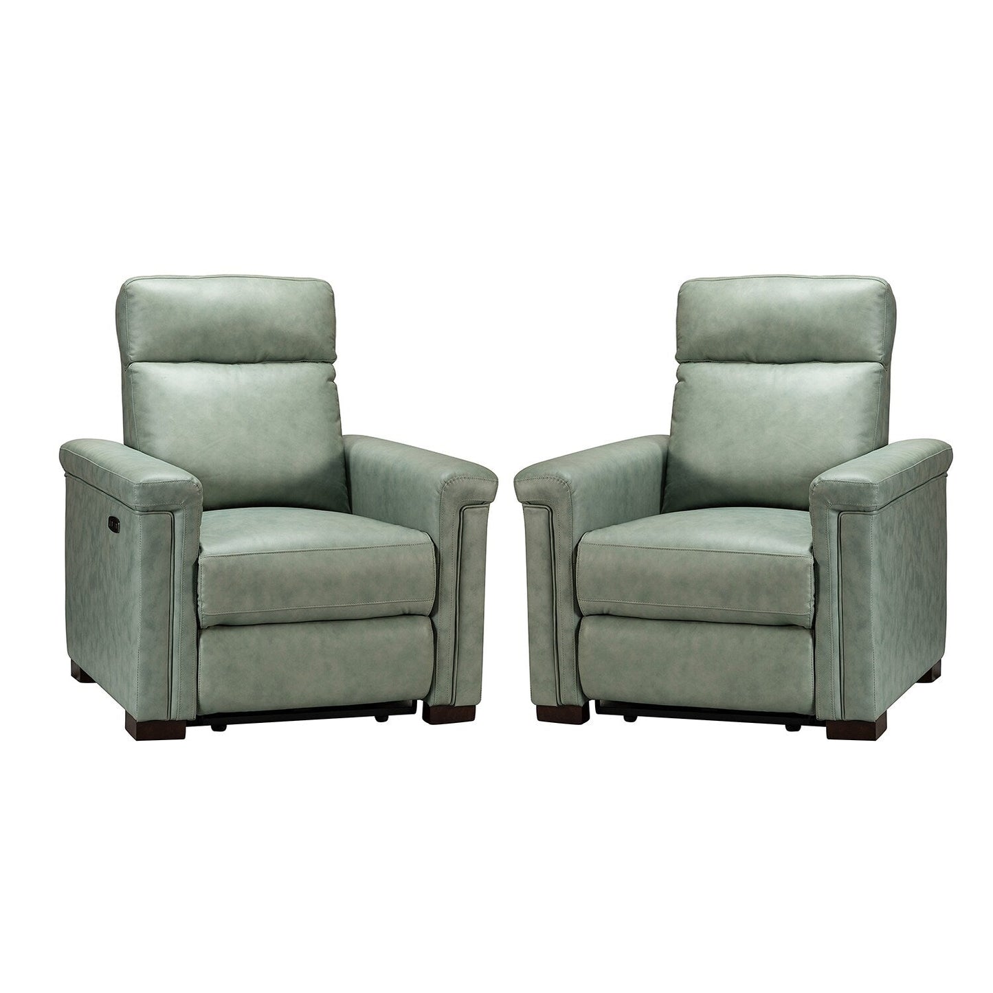 Fauteuil inclinable électrique classique contemporain Alicia 34,65 po en cuir véritable avec port USB (lot de 2)