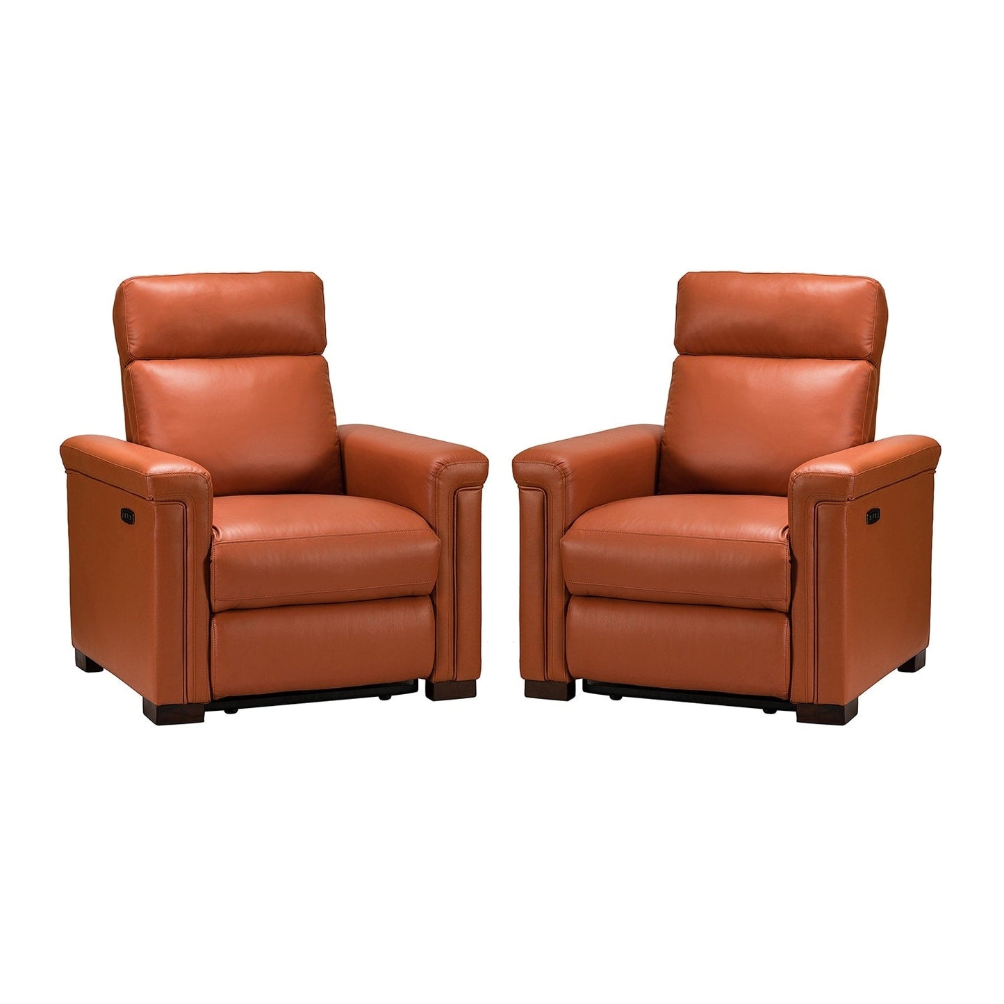 Fauteuil inclinable électrique classique contemporain Alicia 34,65 po en cuir véritable avec port USB (lot de 2)