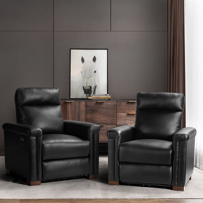 Fauteuil inclinable électrique classique contemporain Alicia 34,65 po en cuir véritable avec port USB (lot de 2)