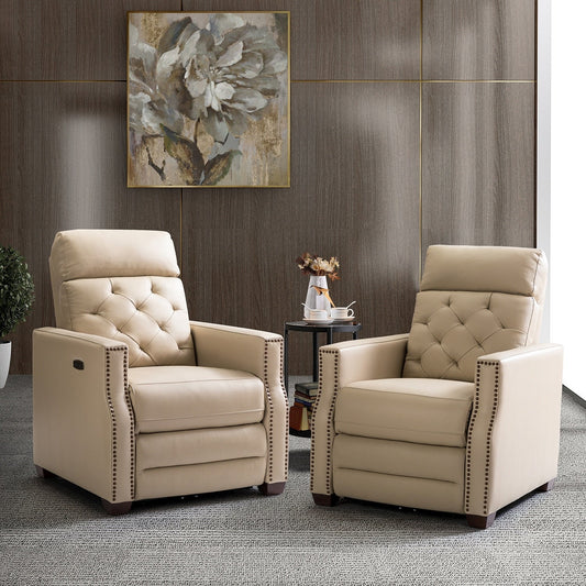 Fauteuil inclinable électrique Alina 31,50 pouces de large en cuir véritable avec port USB, lot de 2