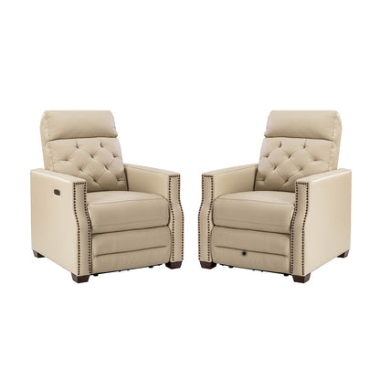Fauteuil inclinable électrique Alina 31,50 pouces de large en cuir véritable avec port USB, lot de 2